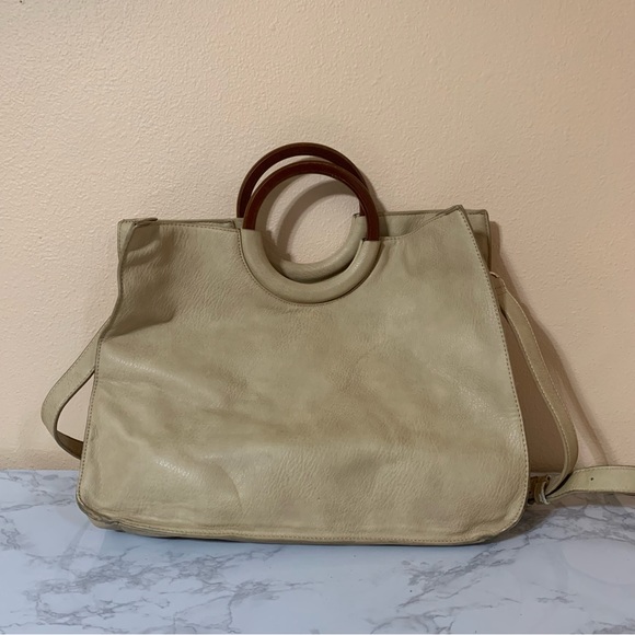 Kaari Blue Purse Size Large color Cream/Beige Hand Bag Wooden Rings￼ - Picture 1 of 5